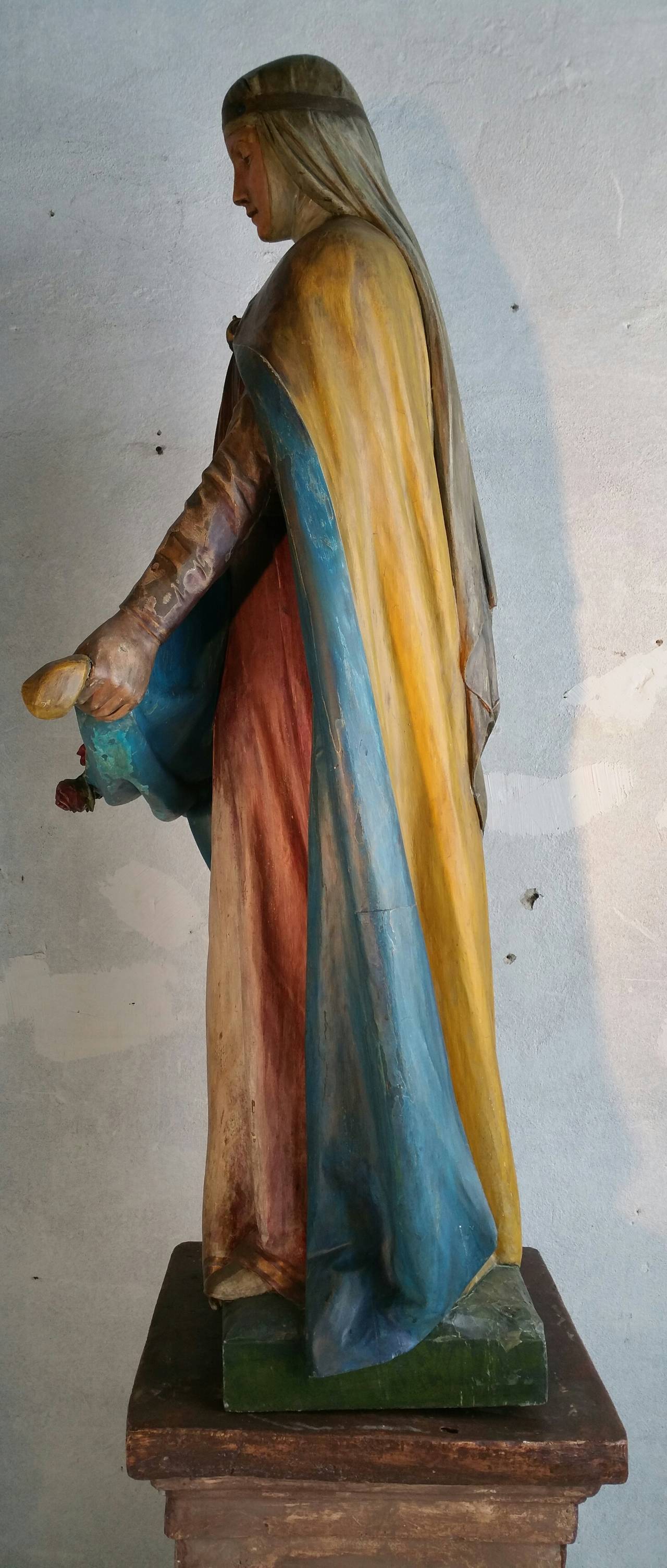American Rare Carved Wood Statue of Saint Elizabeth, Buffalo 1895 H. Schmitt