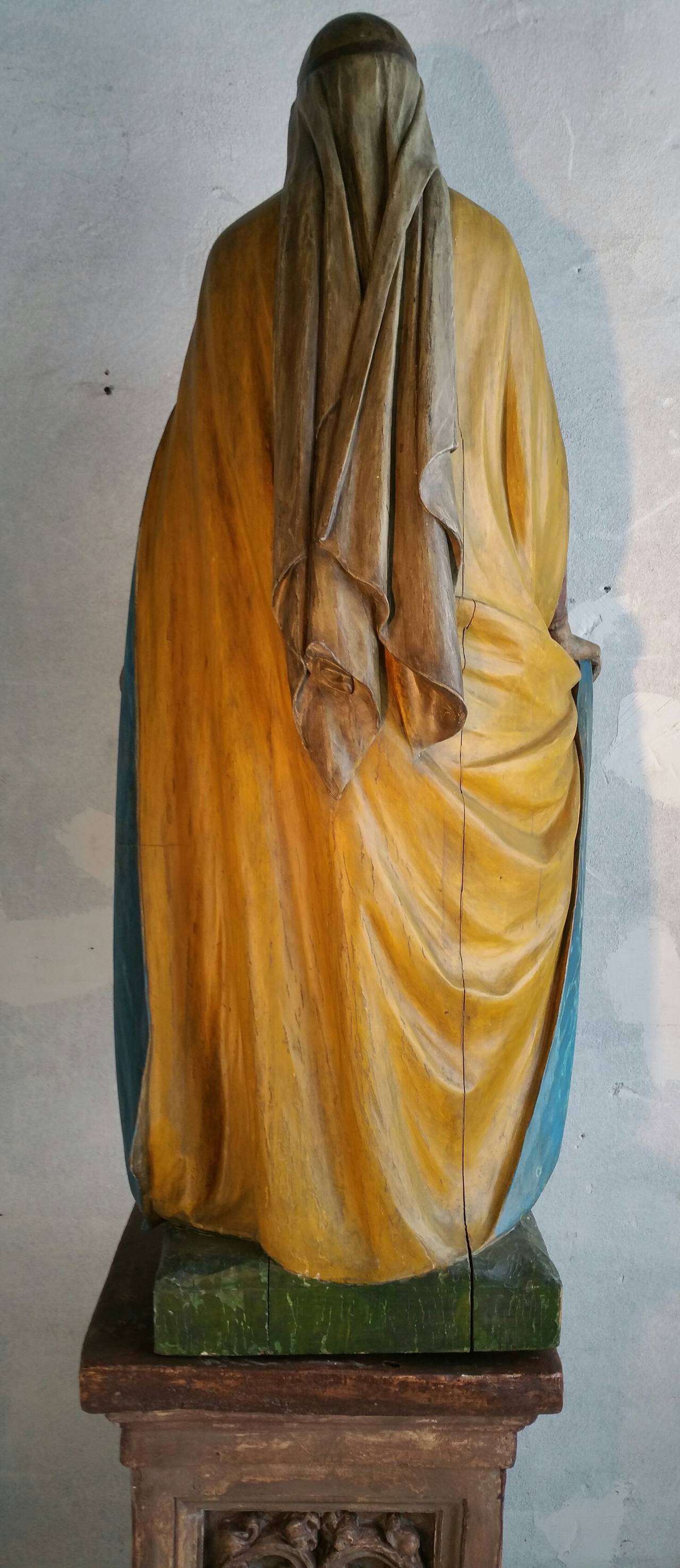 Monumental Carved Wood Statue of St, Elizabeth... Carved in Buffalo N,Y. in 1895,, by Heinrich Schmitt,, Beautifully exicuted and hand painted..signed and dated.