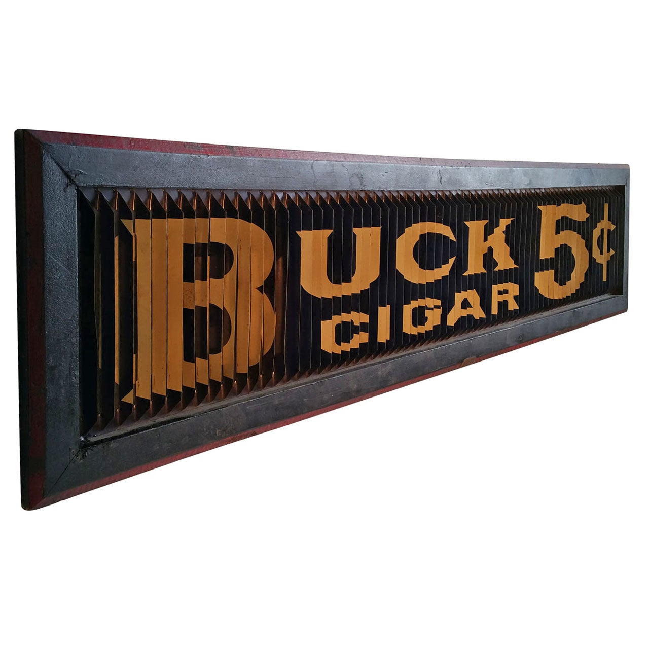 Rare Three Directional "Buck 5¢ Cigar" Sign by Carroll Schinners