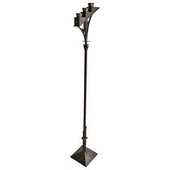 Stylized Art Deco Floor Lamp in Bronzed Metal by Almco Lamp Co.