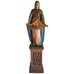 Rare Carved Wood Statue of Saint Elizabeth, Buffalo 1895 H. Schmitt