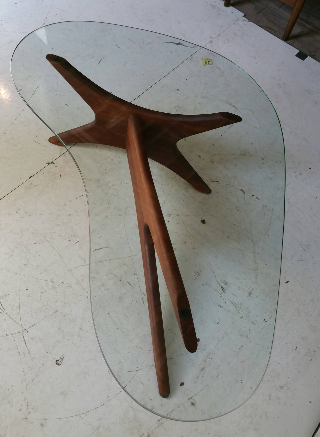 Mid-Century Modern Adrian Pearsall Biomorphic Walnut and Free Form Glass Coffee Table