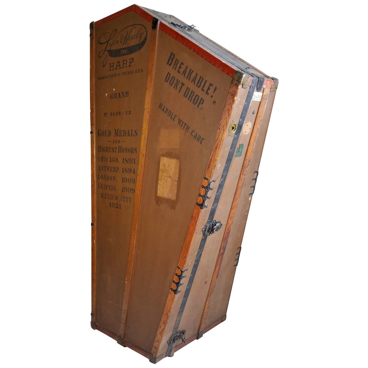 Antique Lyon and Healy Grand Harp Case or Trunk, Chicago at 1stdibs
