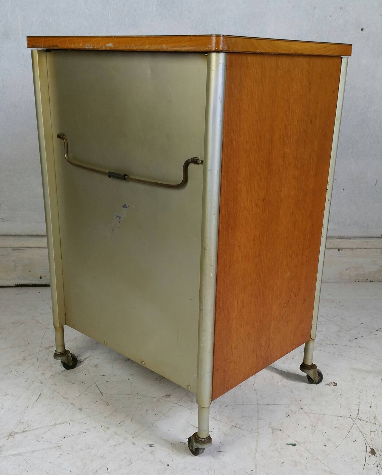 Aluminum Raymond Loewy Industrial Rolling Cabinet