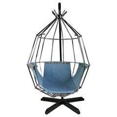 Chaise cage à oiseaux ou chaise perroquet suspendue Ib Arberg:: vers 1970