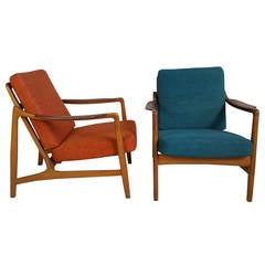 Pair of Danish Modern #116 Lounge Chairs by Tove and Edvard Kindt-Larsen