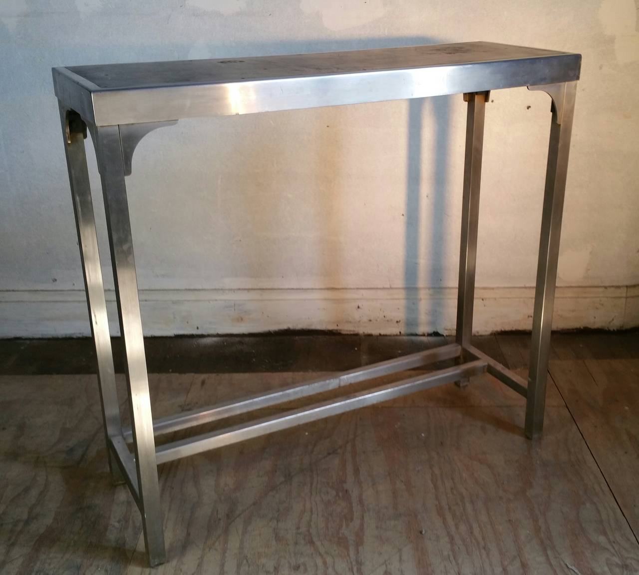 American Art Deco Machine Age Stainless Steel Console Table or Desk