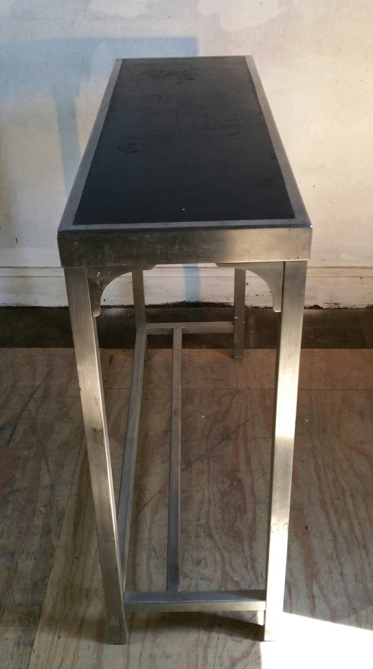 Painted Art Deco Machine Age Stainless Steel Console Table or Desk