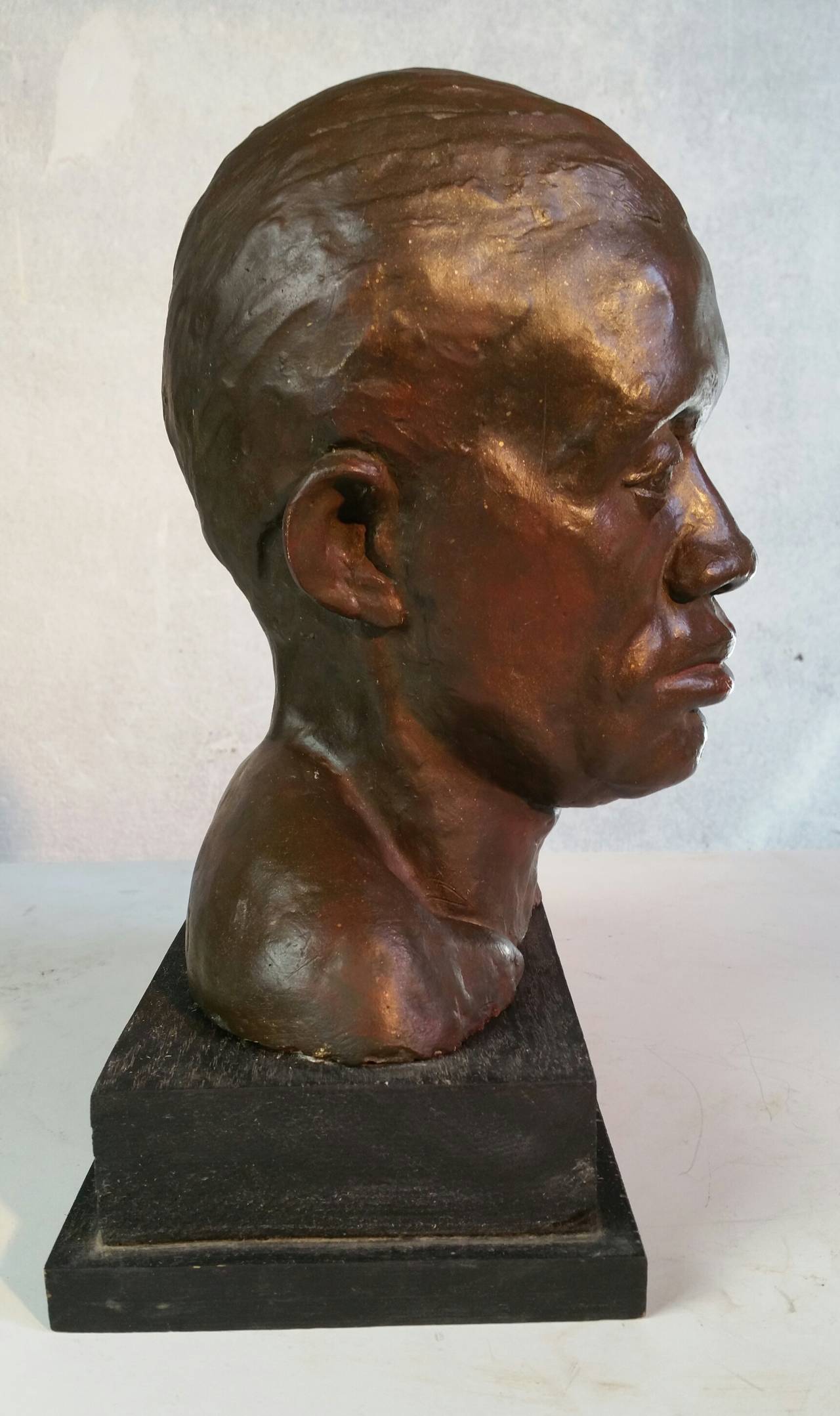 African American Bronzed Plaster Bust, Harlem Renaissance, 1930s at
