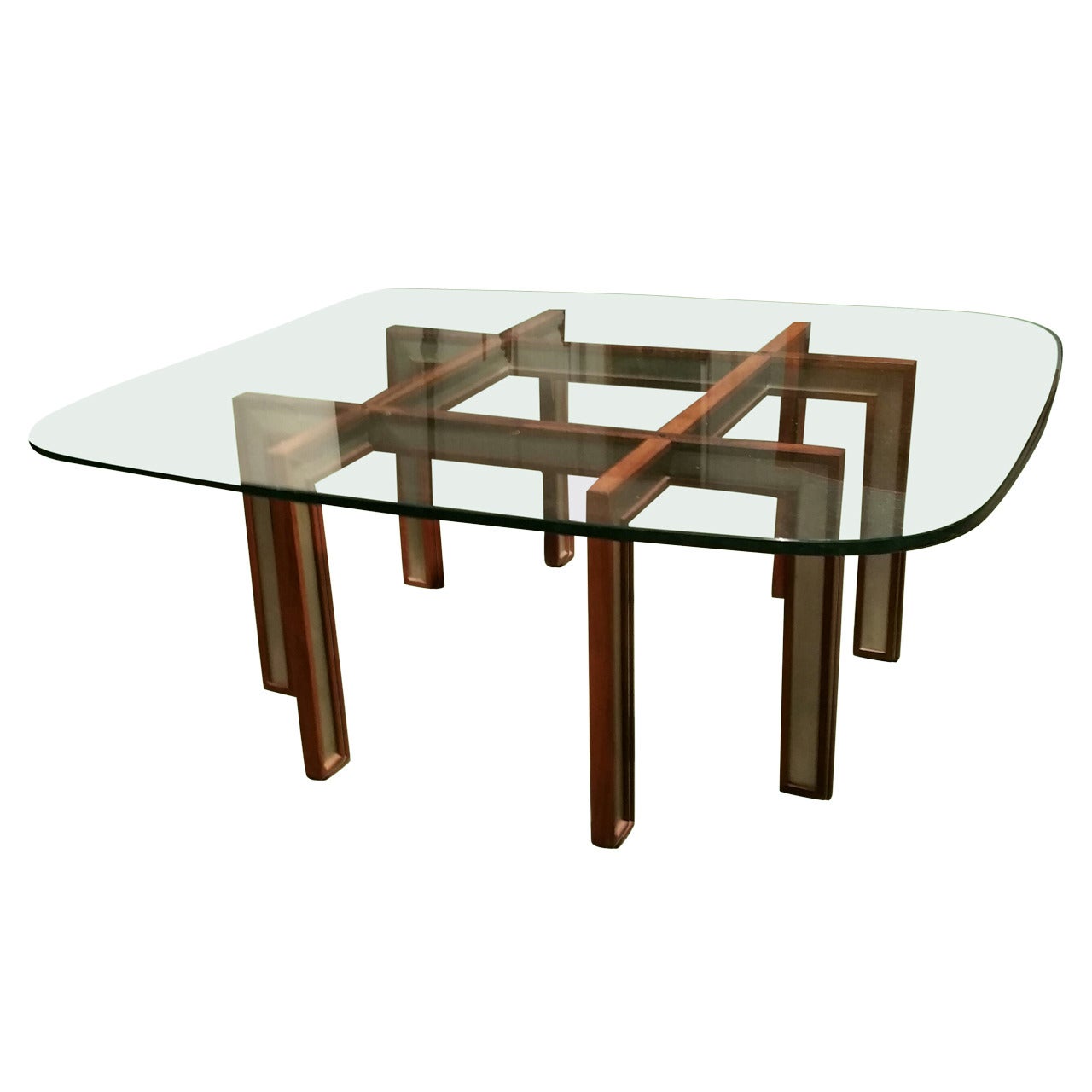 Rosewood and Brushed Steel Cocktail Table by Henning Korch For Sale