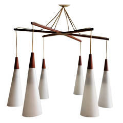 Stunning Danish Six Pendant Chandelier, Holm Sorensen