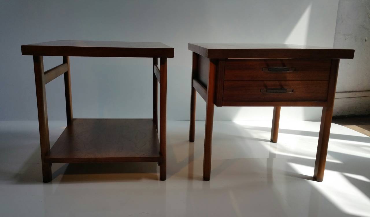 American Mid-Century Modern Walnut Tables or Stands, Manufactured by Lane