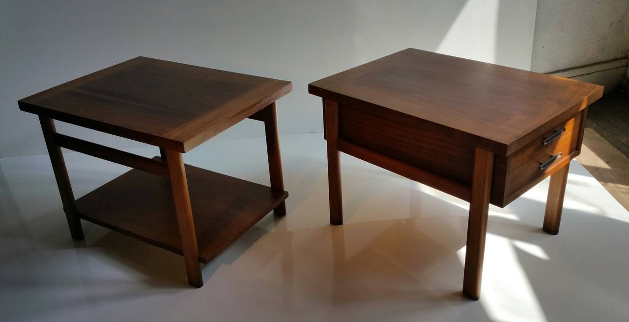 20th Century Mid-Century Modern Walnut Tables or Stands, Manufactured by Lane