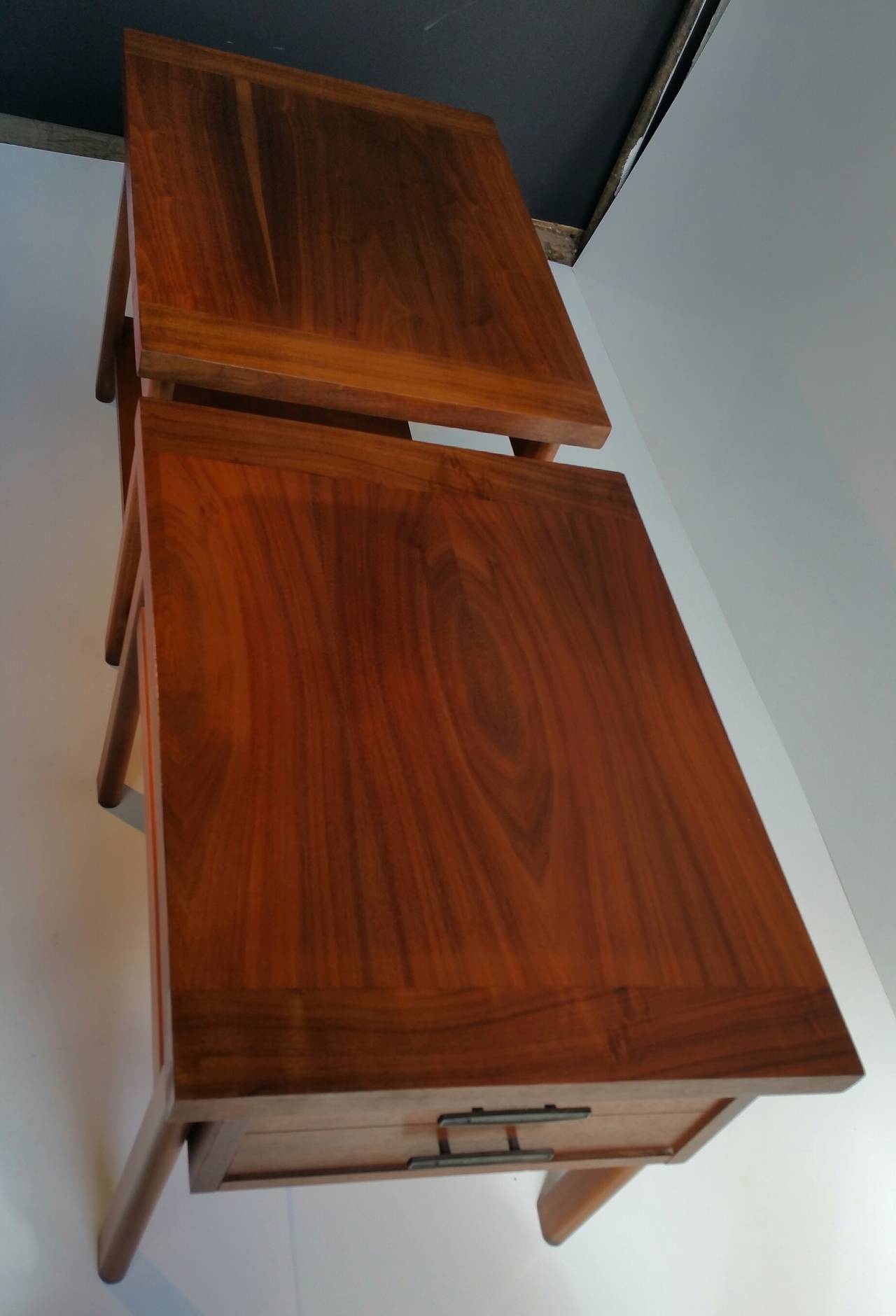 Mid-Century Modern Walnut Tables or Stands, Manufactured by Lane 1
