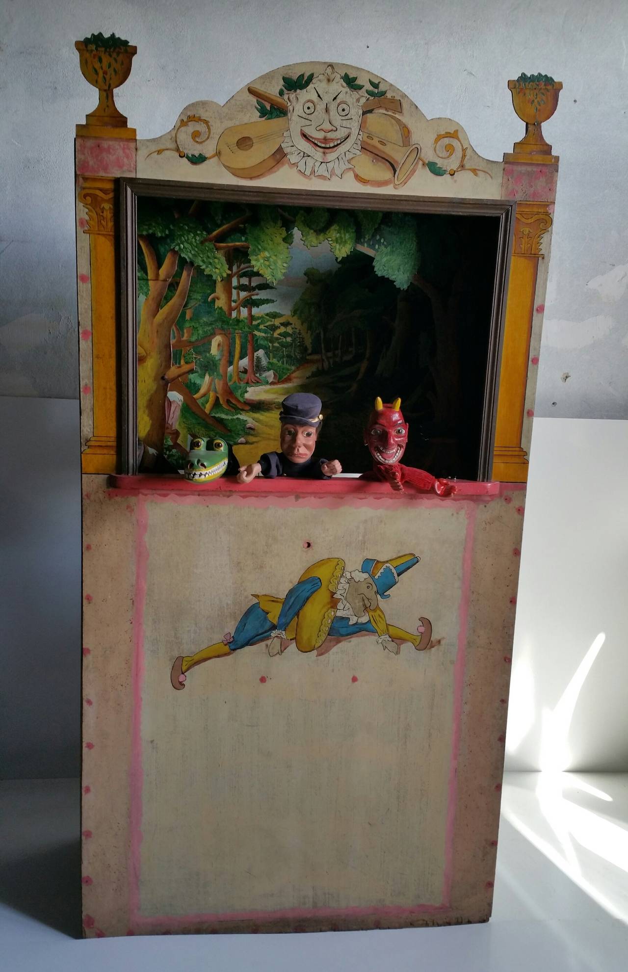 20th Century Rare J.W. Spears Puppet Theater with Stage Booth and Puppets