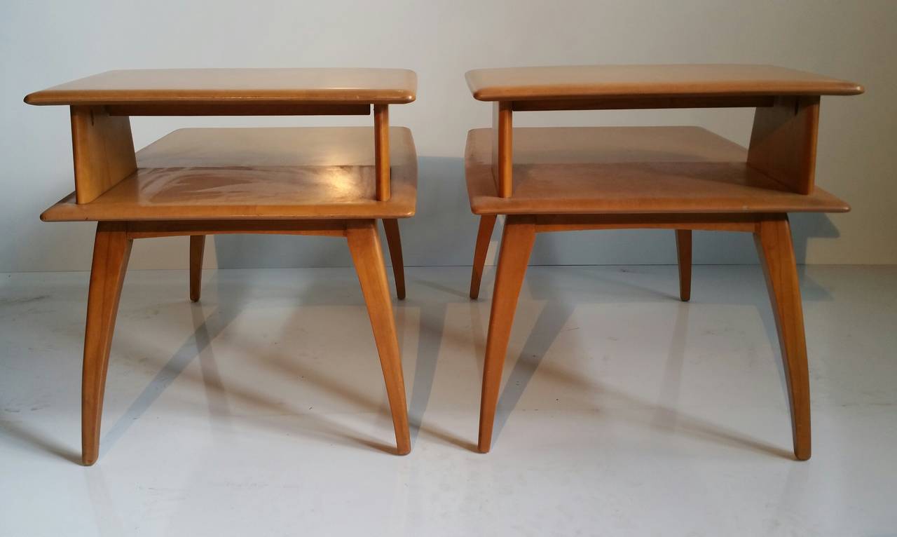 Classic Mid-Century Modern Heywood Wakefield Tiered Stands In Good Condition In Buffalo, NY