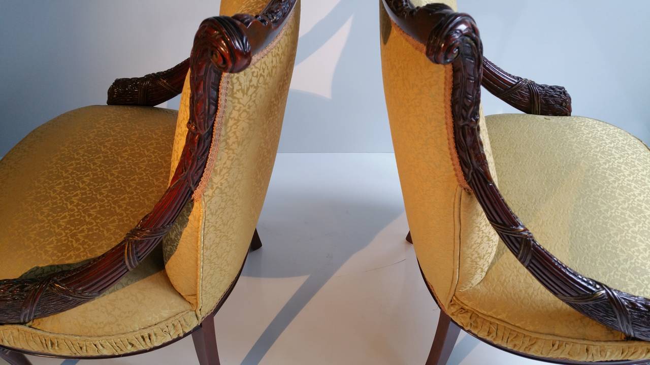 Fabric Pair of 1940s Hollywood Regency Chairs  Attributed to Grosfeld House