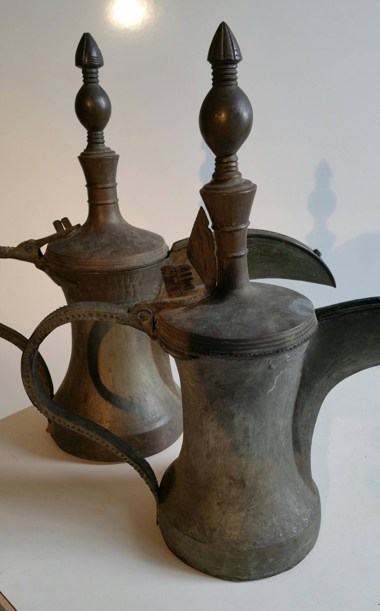 Bronze Monumental Antique Decorative Turkisk or Middle Eastern Pouring Vessels or Ewers