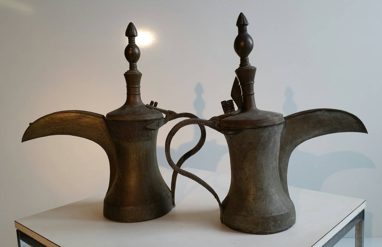 Hand-Crafted Monumental Antique Decorative Turkisk or Middle Eastern Pouring Vessels or Ewers