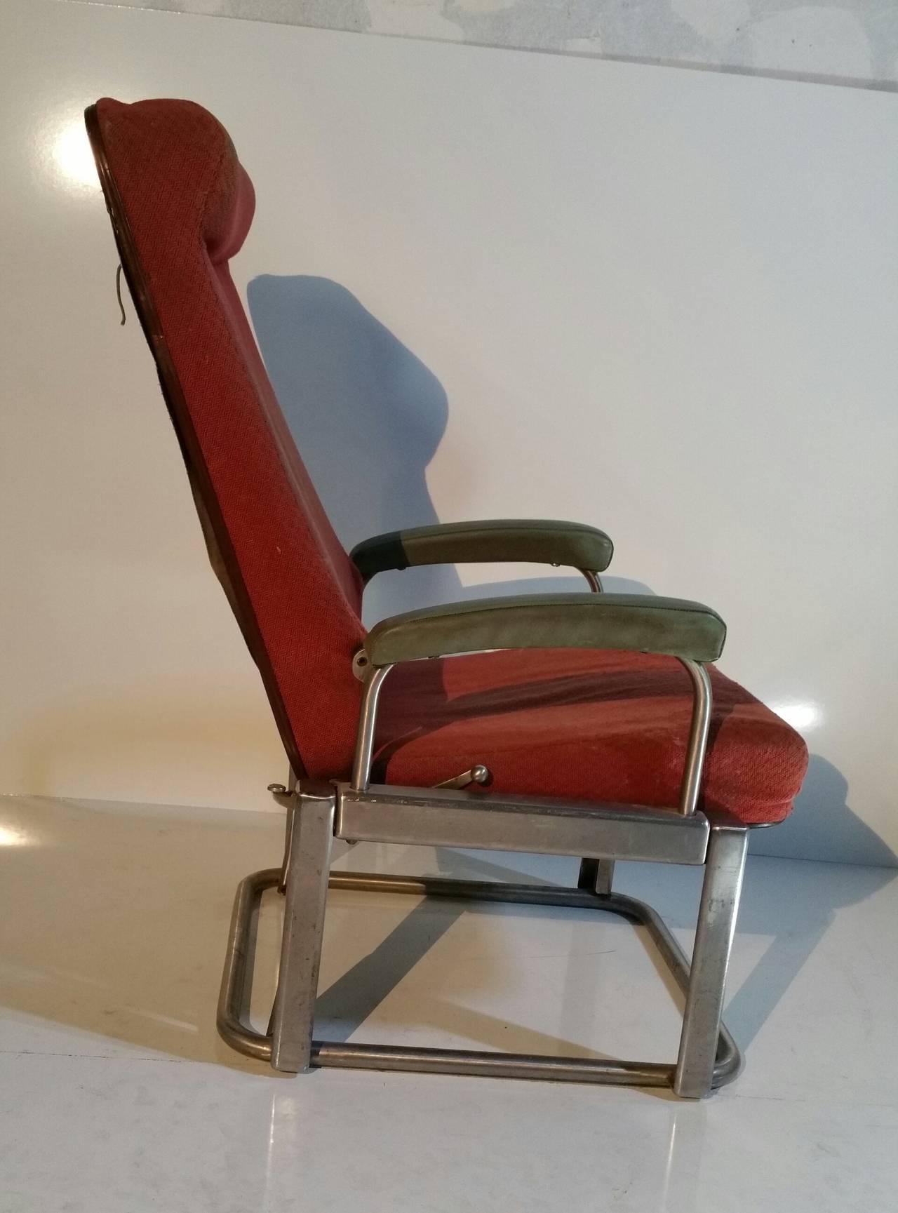 American Henry Dreyfuss Industrial or Machine Age Lounge Chair for Pullman Train
