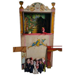 Vintage Rare J.W. Spears Puppet Theater with Stage Booth and Puppets