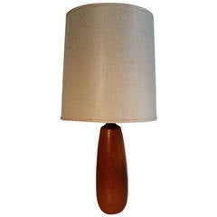 Danish Hand-Turned Teak Wood Modernist Lamp