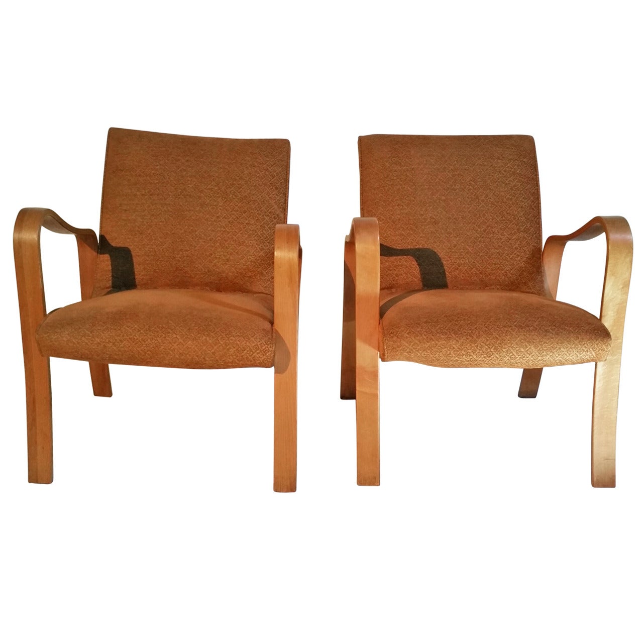 Pair of Classic Thonet Bentwood Modernist Lounge Chairs