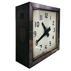 Monumental Stainless Steel Double-Sided Light-Up Clock and Thermometer