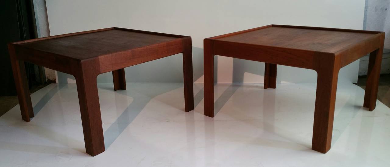 Matched pair of Side Tables, Sofa Tables in Teak by Illum Wikkelso,Made in Denmark,,Dramatic statement,,