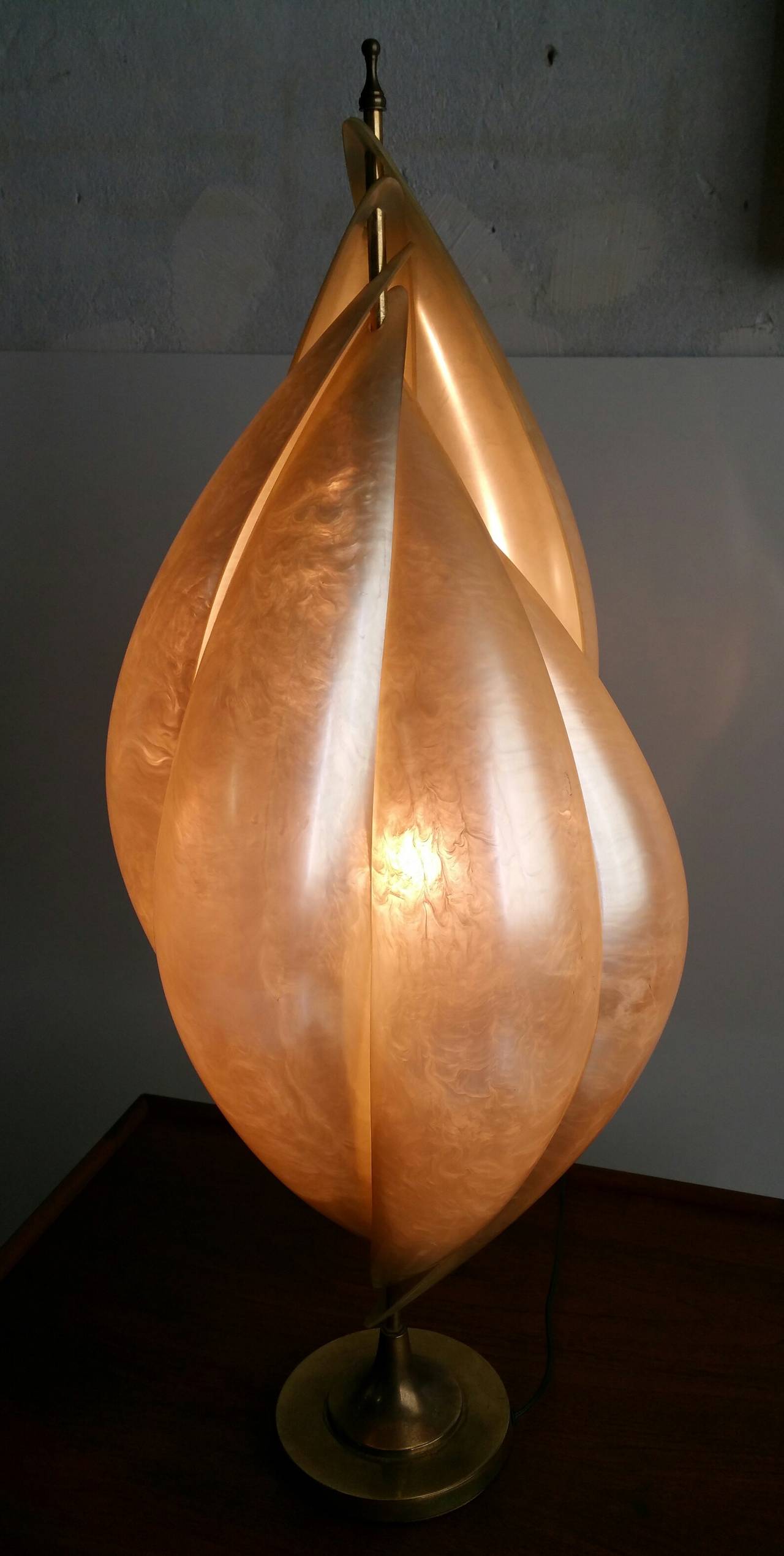 Art Nouveau Monumental Organic Faux Shell Surrealist Table Lamp..Rougier France