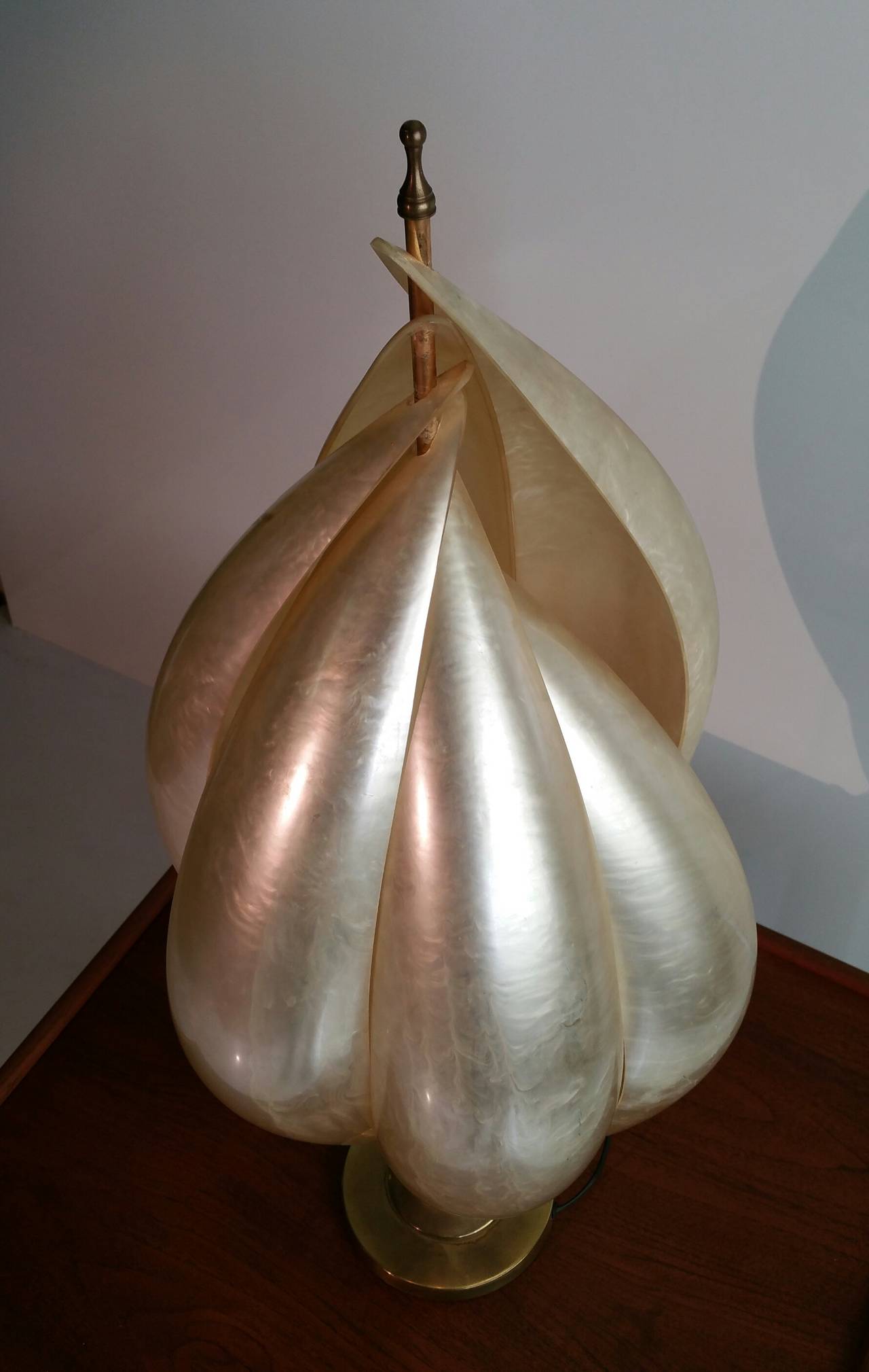 American Monumental Organic Faux Shell Surrealist Table Lamp..Rougier France