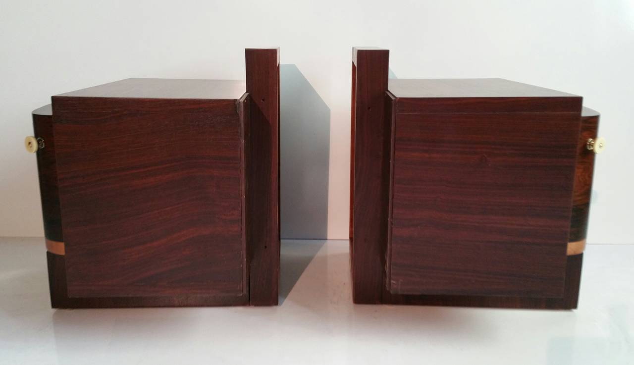 French Art Deco Stylized Rosewood Bedside Tables or Stands 3