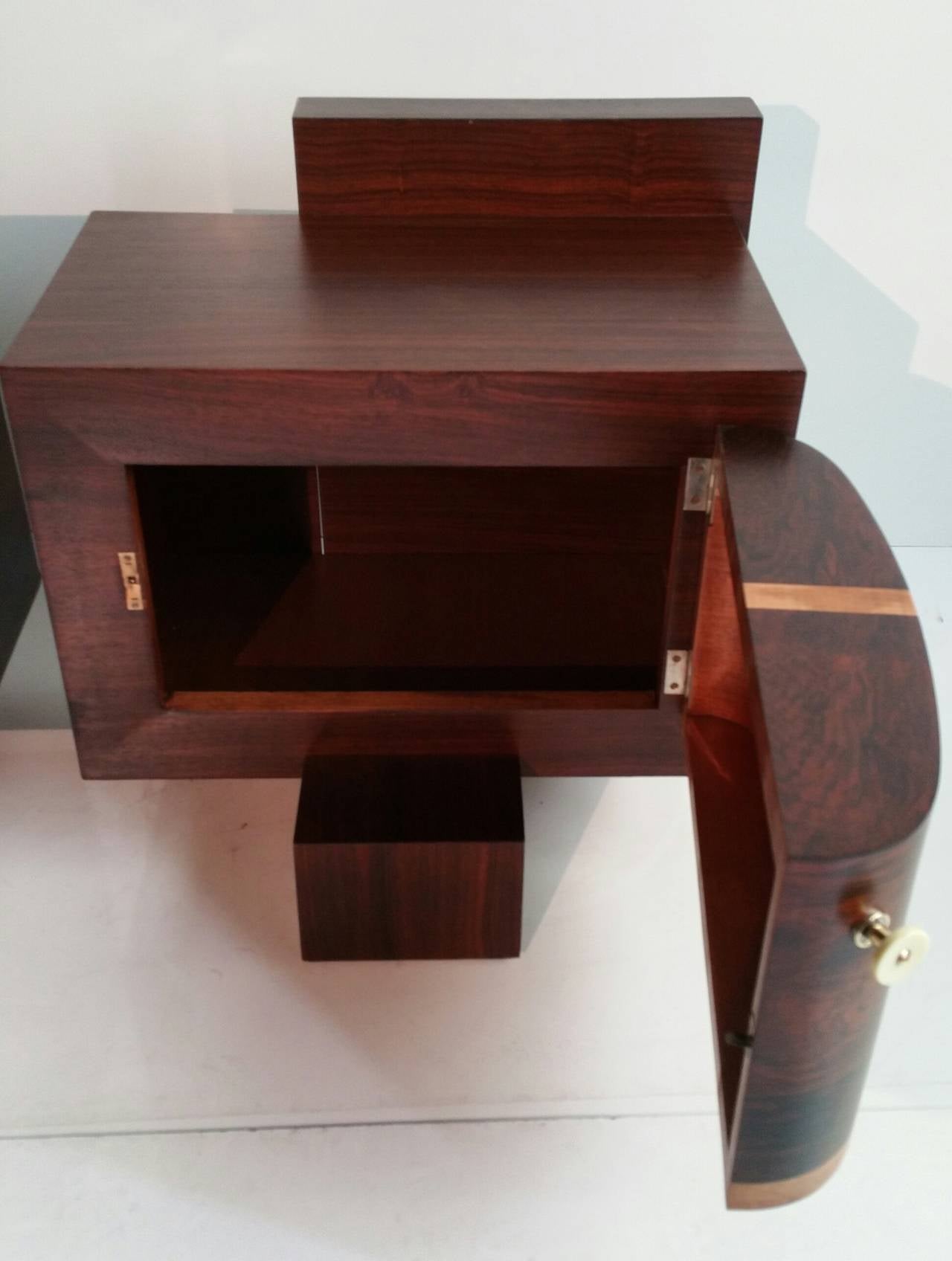 French Art Deco Stylized Rosewood Bedside Tables or Stands In Excellent Condition In Buffalo, NY