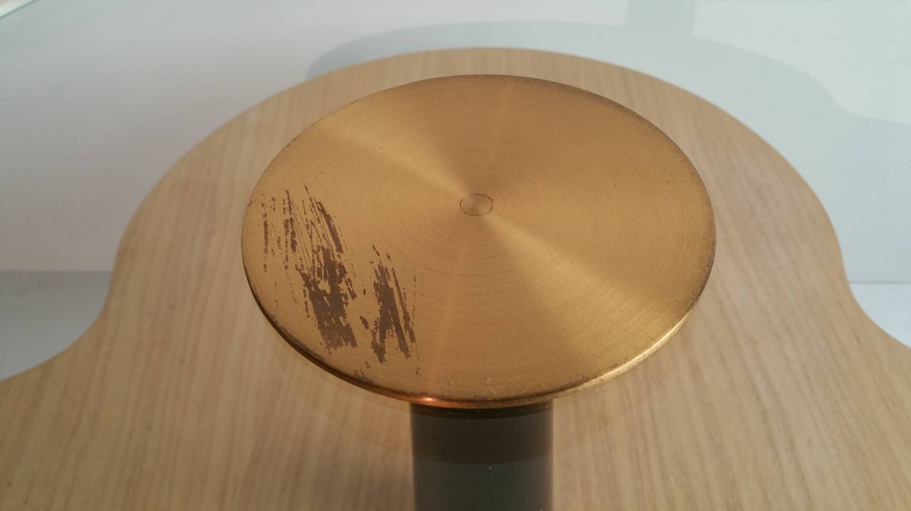 Modern Wood and Glass Two-Tier Occasional Clover Table Designed by Gilbert Rohde In Good Condition In Buffalo, NY