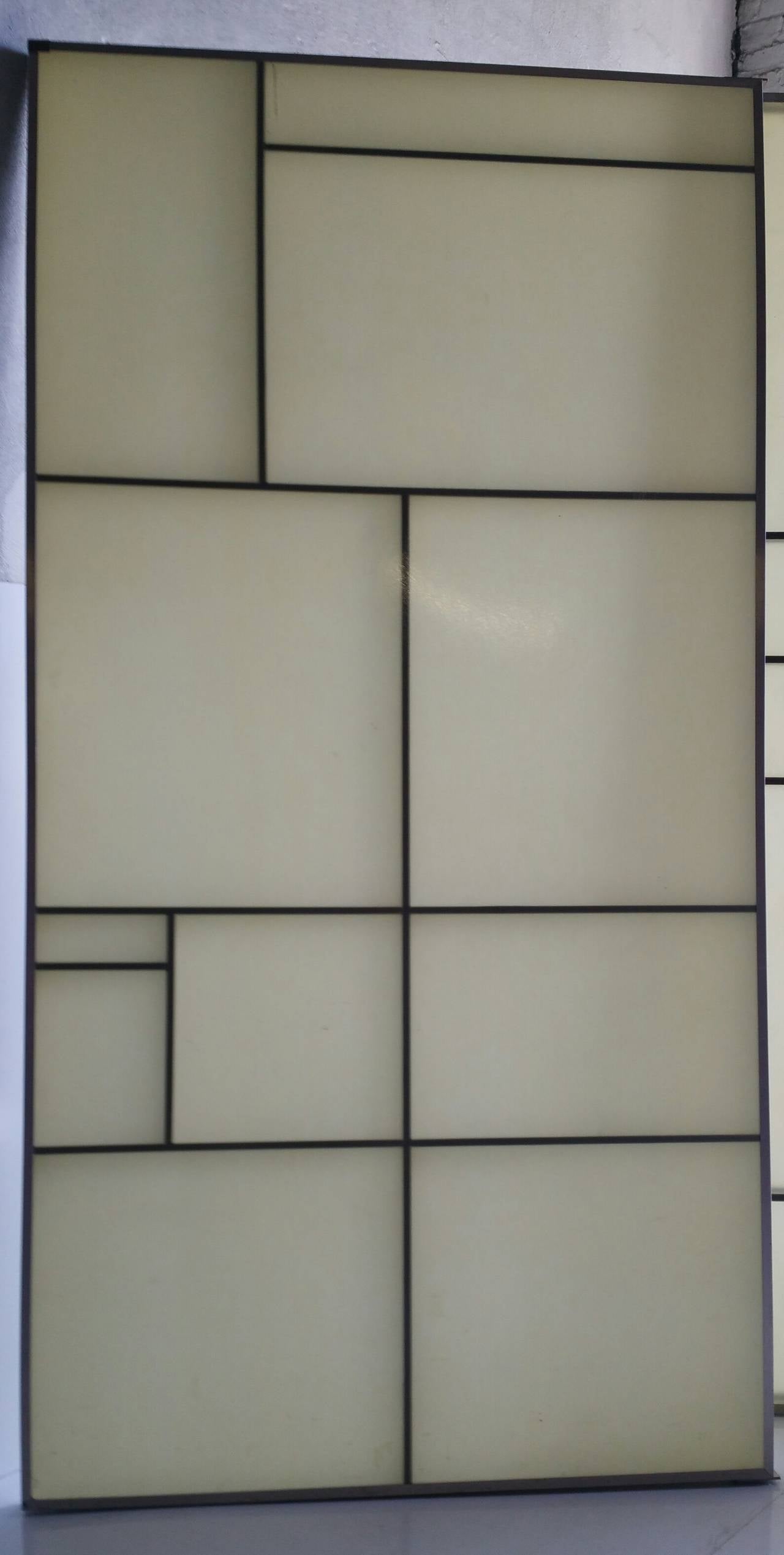 Mid-Century Modern Architectural Aluminum and Fiberglass Panels or Screen, Mondrian Design