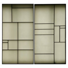 Vintage Architectural Aluminum and Fiberglass Panels or Screen, Mondrian Design