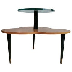 Modern Wood and Glass Two-Tier Occasional Clover Table Designed by Gilbert Rohde 10