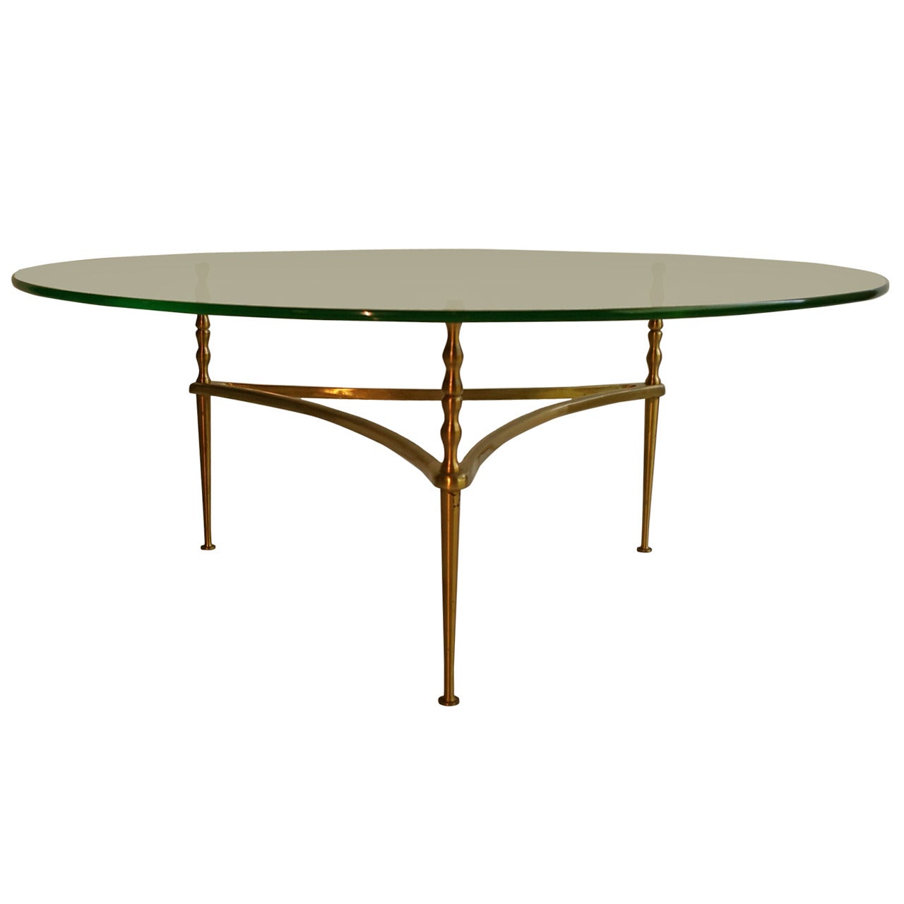 Modernist Italian Glass and Brass Coffee Table, Manner of Gio Ponti