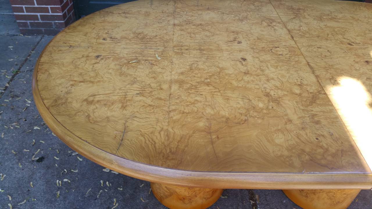 Mid-20th Century Modernist Large Burl Olivewood Dining Table by Henredon