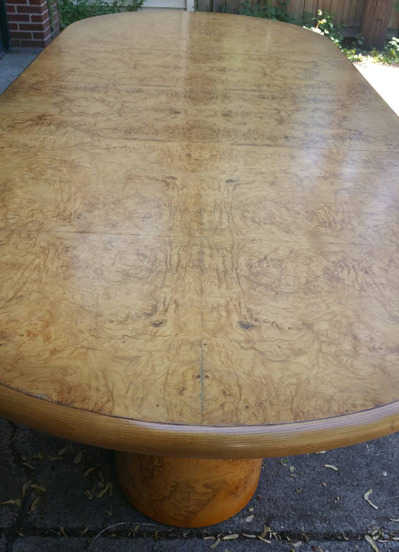 Mid-Century Modern Modernist Large Burl Olivewood Dining Table by Henredon