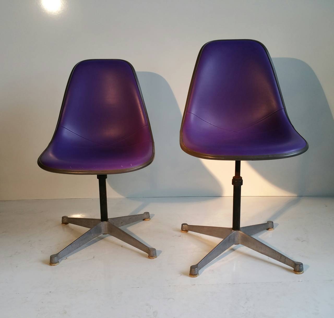 American Pair of Charles and Ray Eames Adjustable Swivel Chairs For Sale