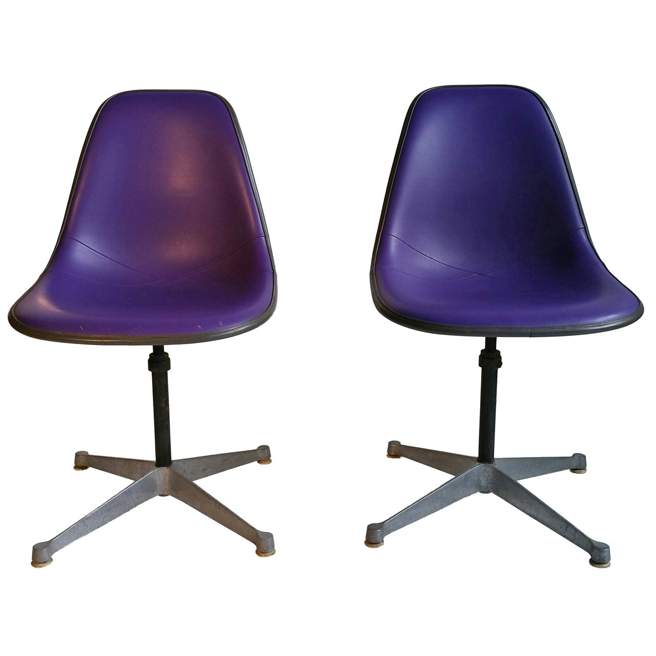Pair of Charles and Ray Eames Adjustable Swivel Chairs For Sale