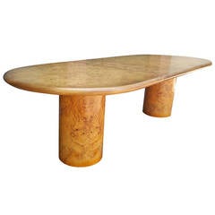 Modernist Large Burl Olivewood Dining Table by Henredon