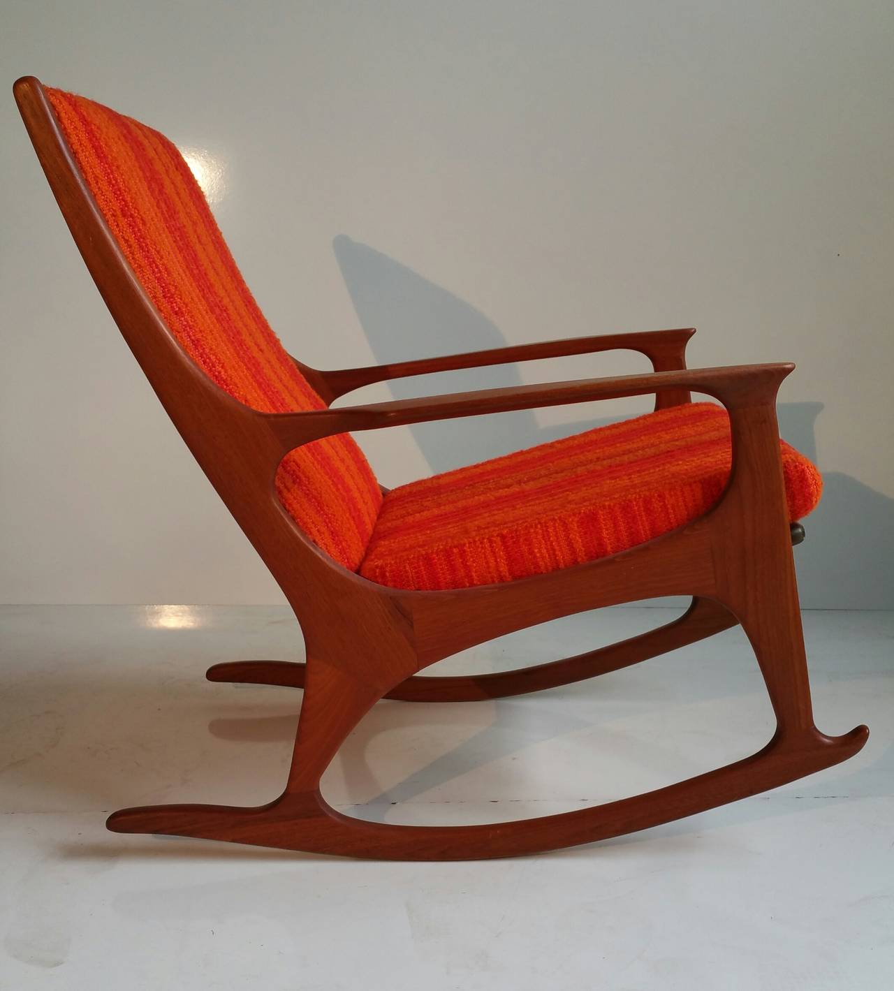 mid century teak rocking chair