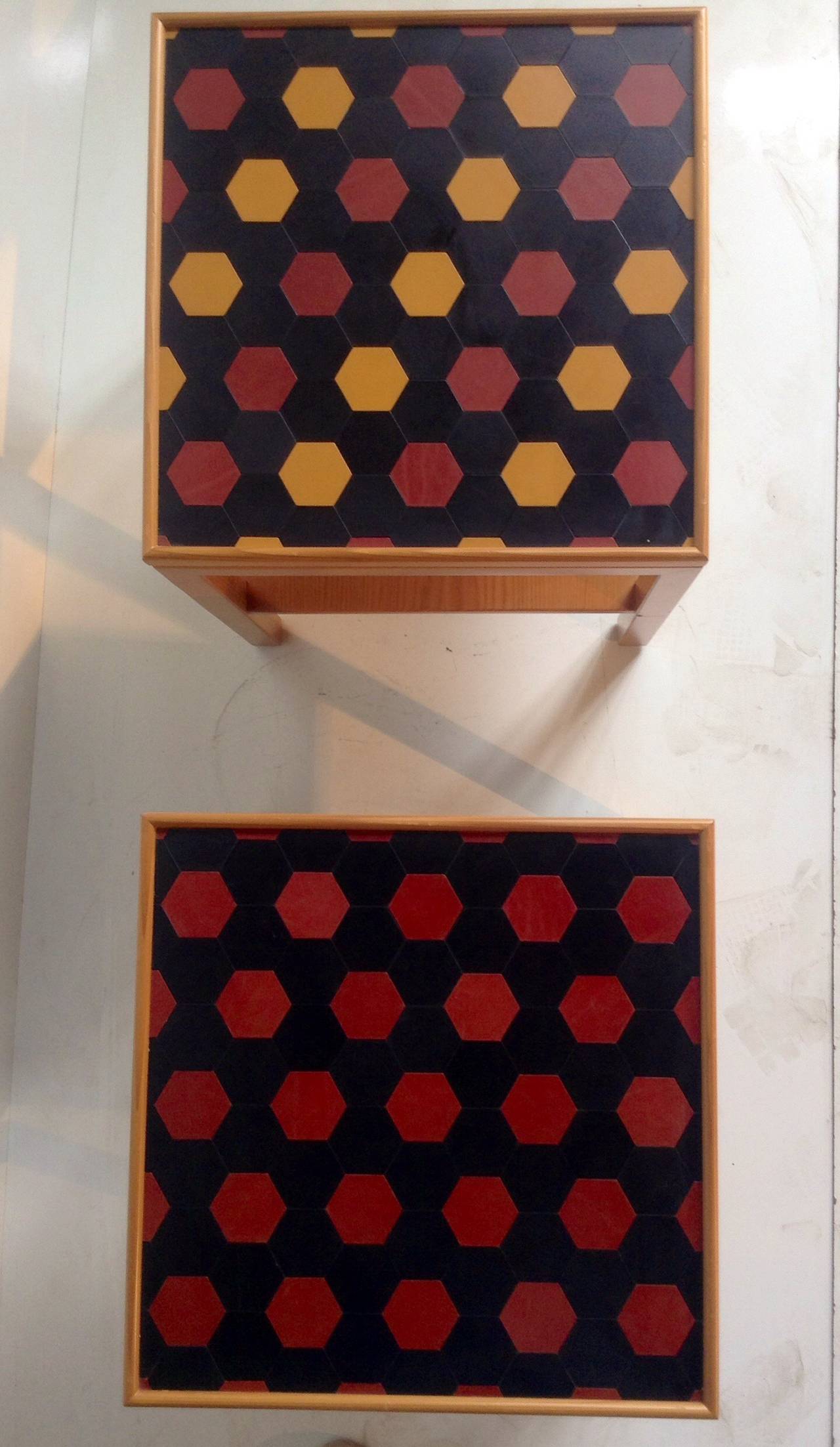 Italian Modernist Pearwood and Leather Tray Tables, Emanuela Frattini