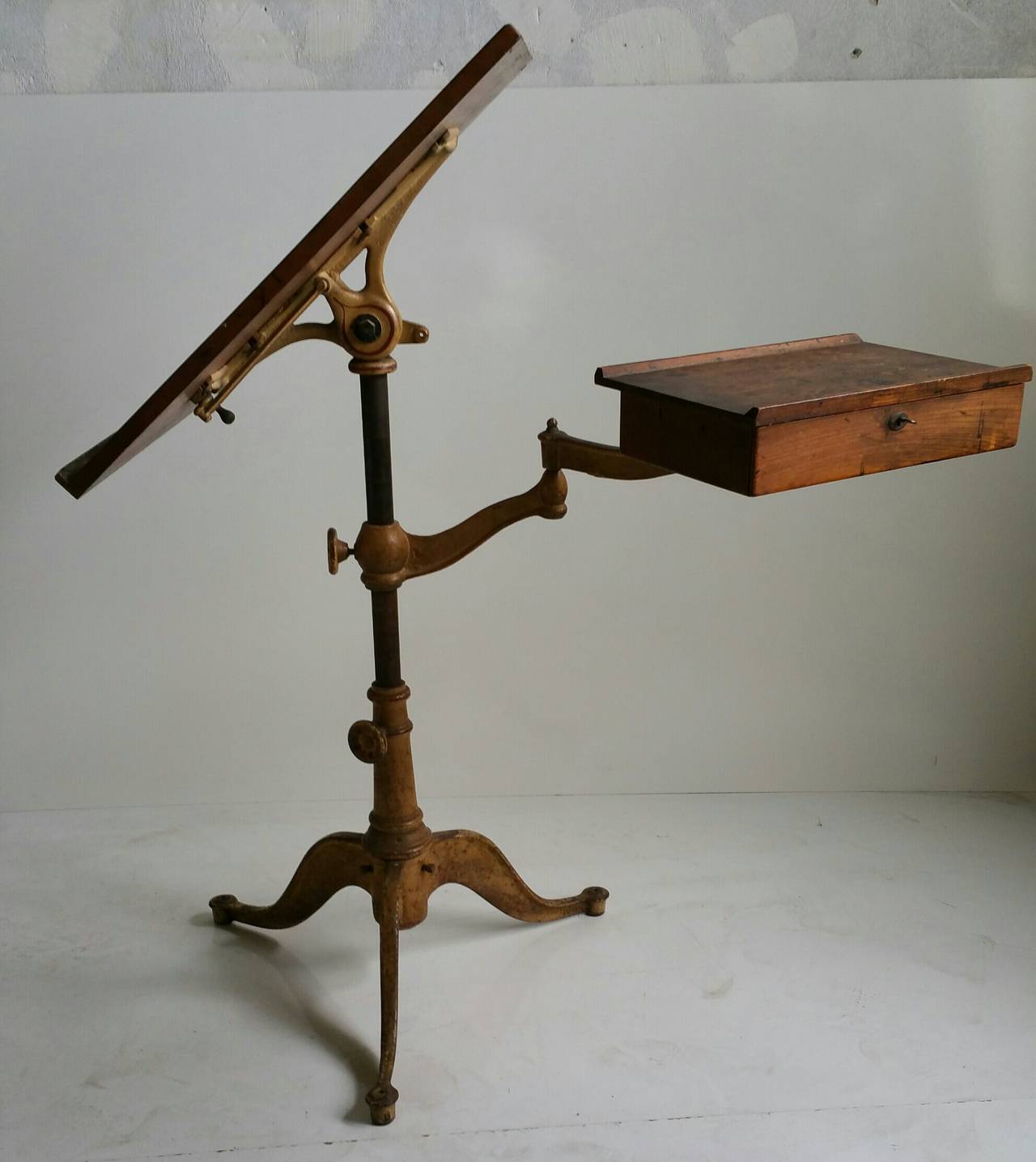 Rare 19th Century Drafting Table with Swing-Out Drawer In Good Condition In Buffalo, NY