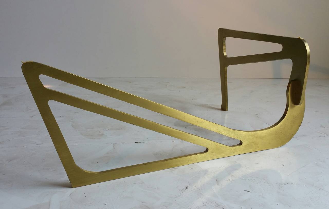 20th Century Unusual Solid Brass and Glass Noguchi Inspired Coffee Table