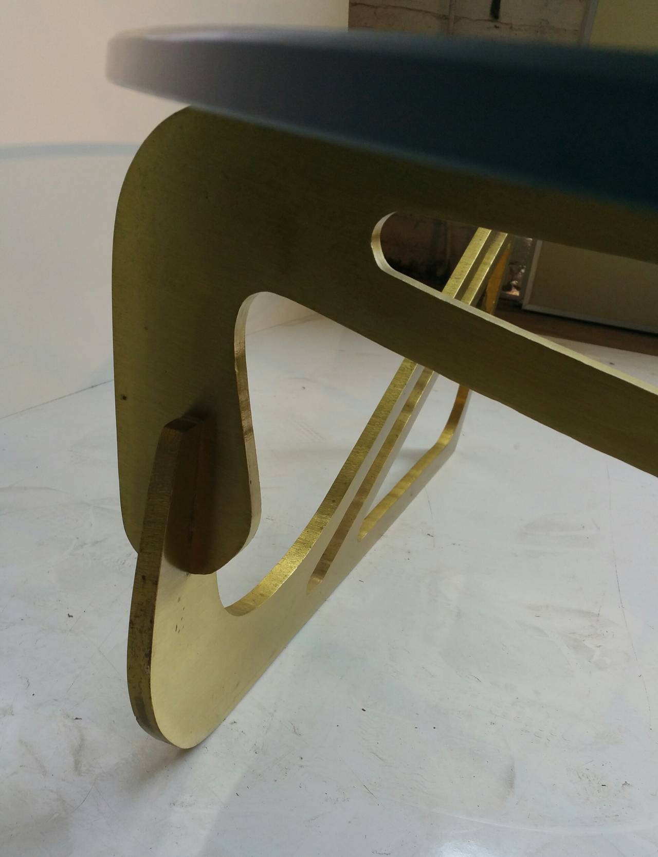 Mid-Century Modern Unusual Solid Brass and Glass Noguchi Inspired Coffee Table