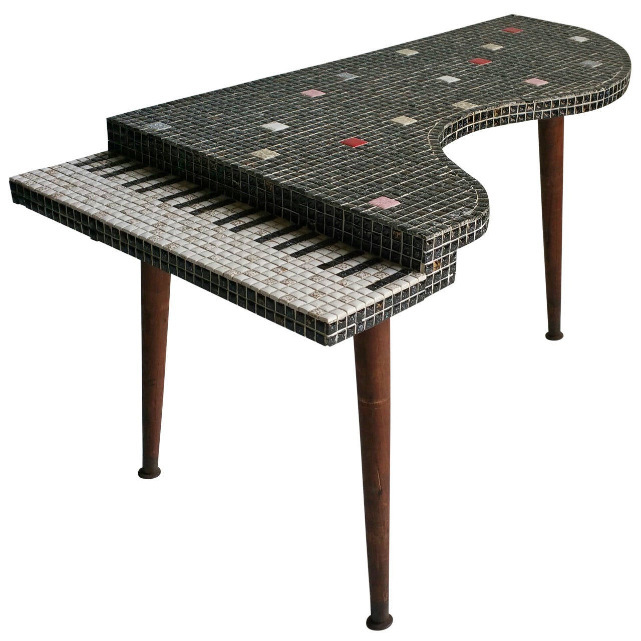 Mid-Century Modern Baby Grand Piano Shaped, Tiled Cocktail Table at 1stDibs