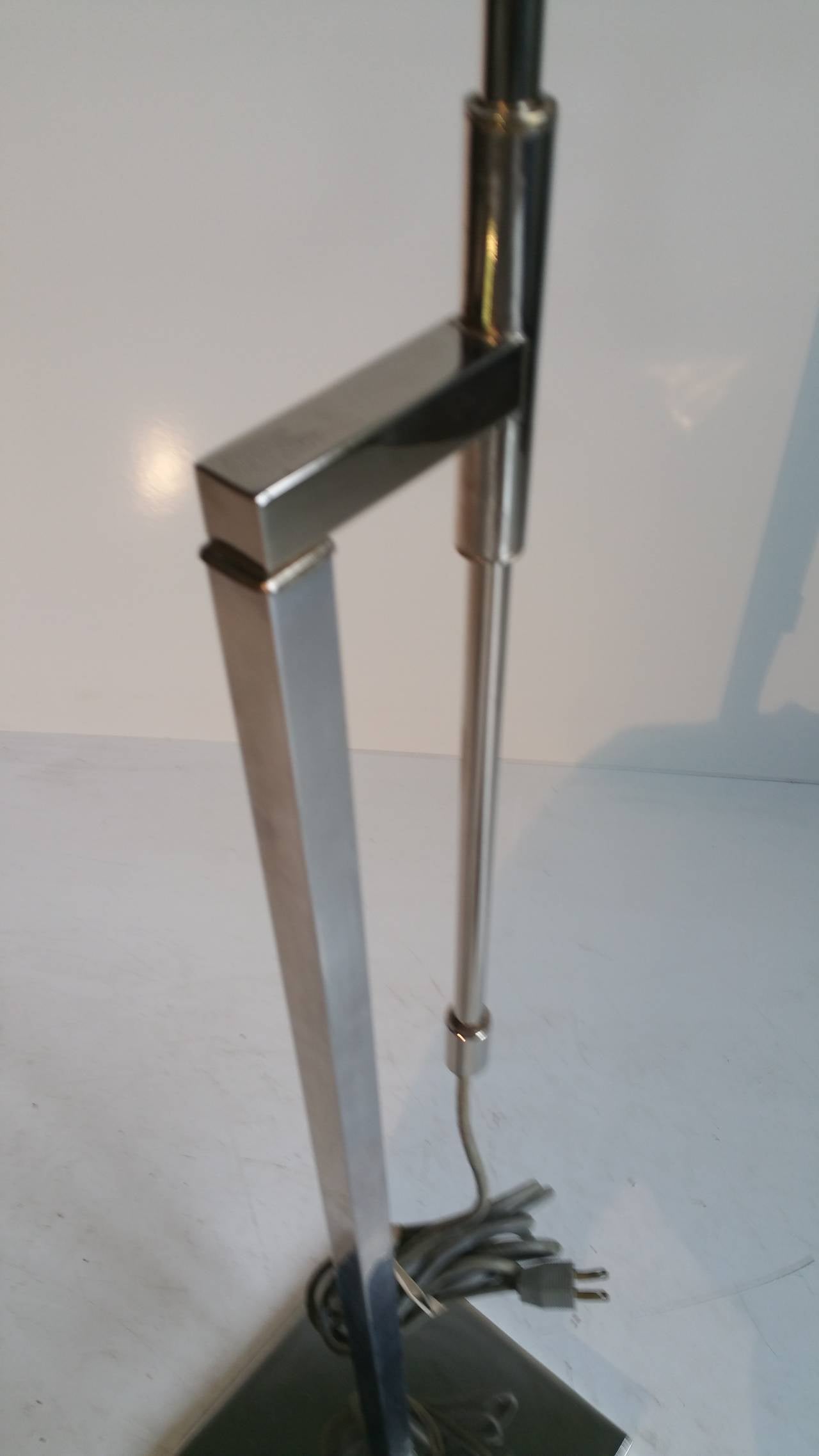 Laurel Adjustable and Rotating Chrome Steel Floor Lamp In Good Condition In Buffalo, NY